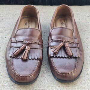 Dockers Men Brown Leather Upper Slip On Moccasin Shoes Size 9M